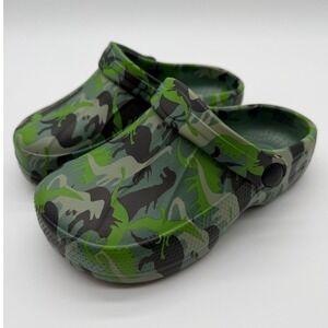 Dinosaur Croc Style Boys Green Camo Foam Clogs Slip On XL 11/12      0079